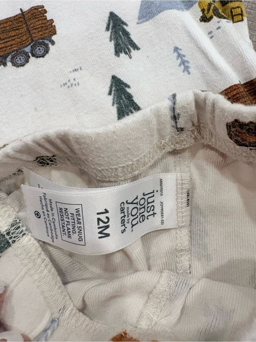 Carter's White Construction Vehicle Print Pajama Set
